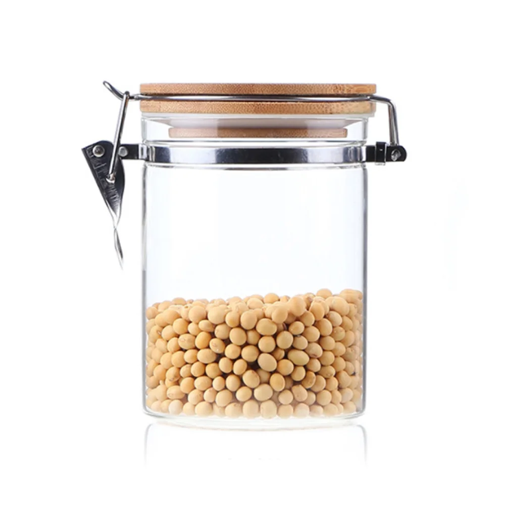 

Transparent Sealed Storage Jar 800ml Airtight Lid Glass Canister Kitchen Container Food Grain Snack Tea Seasoning Storage