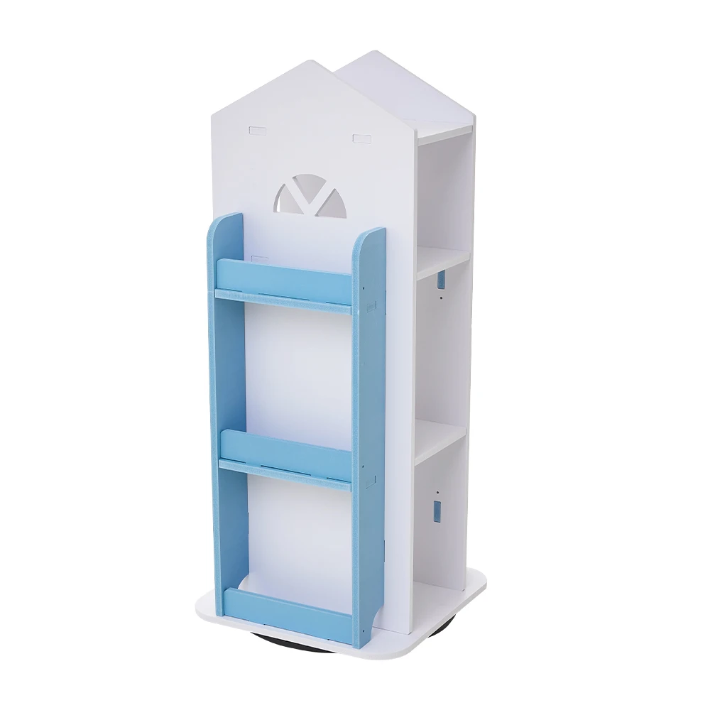 Voltsify 4-Tier Castle Kids Rotating Bookshelf Storage Organizer Rack