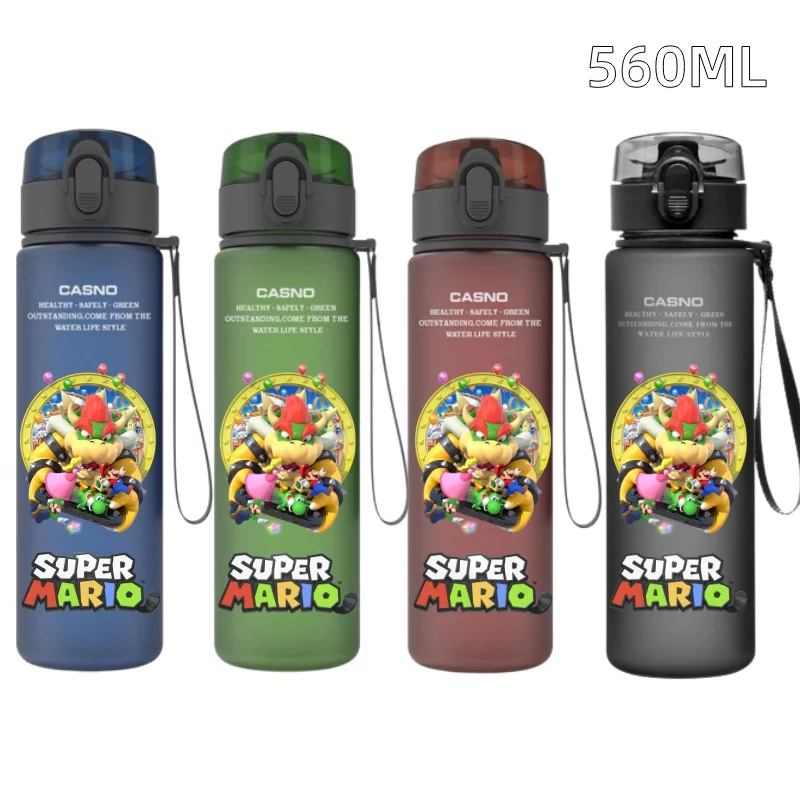 560ML Super Mario Water Cup Children Portable Plastic Cartoon Luigi Outdoor Large Capacity Sports Water Bottle Holiday Gifts