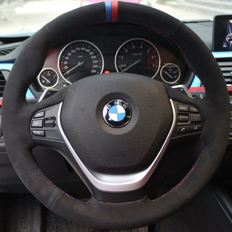 Custom Suede Car Steering Wheel Cover 100% Fit For BMW F20 F45 F30 F31 F34 F32 F33 F36 118i 120i 125i 218i 228i 420i 430i 435i