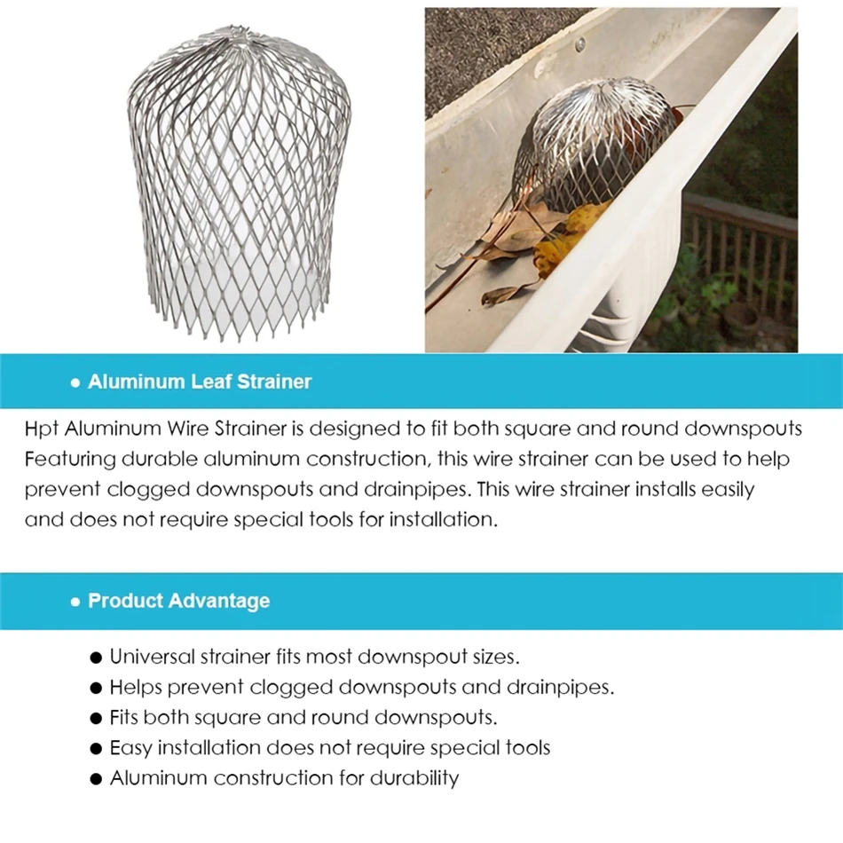 Roof Gutter Guard Filters 3 Inch Expand Aluminum Filter Strainer Stops Blockage Leaf Drains Debris Drain Net Cover