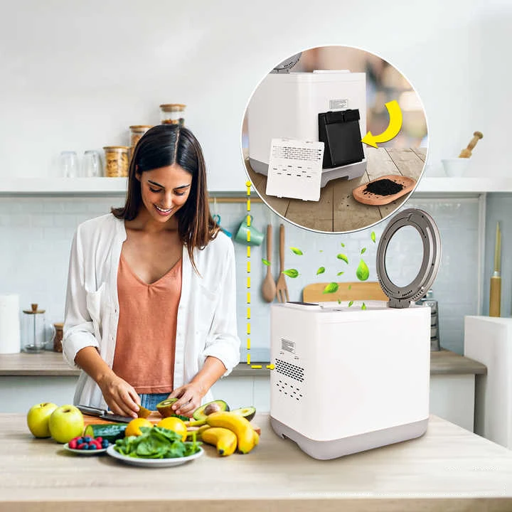 Low Noise Food Waste Into Compost Odor Food Cycler Compost 3.8/4L Upgraded Electric Kitchen Composting Machine
