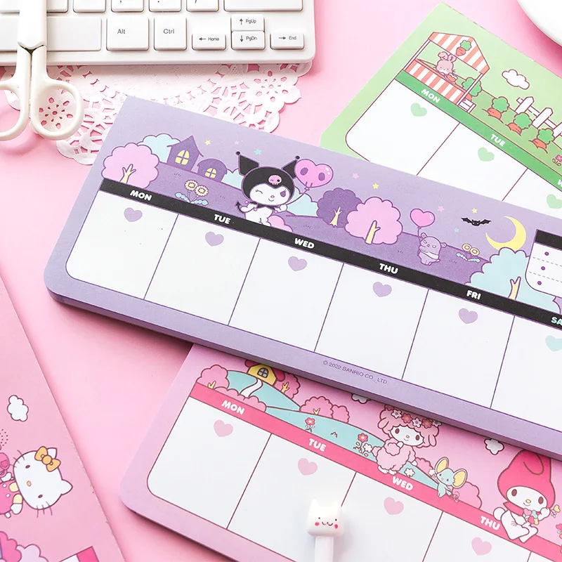 Kawaii Anime Notepad Hello Kitty Kuromi My Melody Cinnamoroll Sanrioed Cartoon Sticky Note Student Notebook Guest Notepad Gift