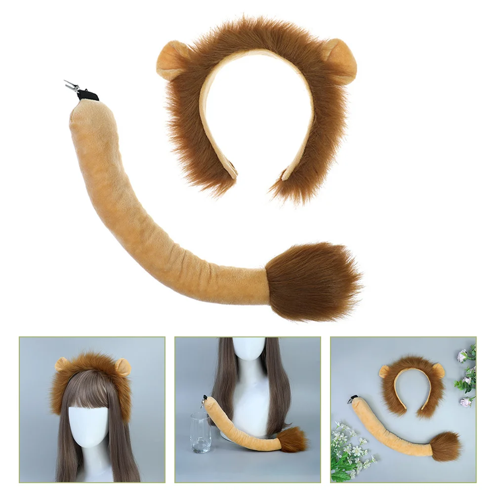 Head Band Lion Headband Ear Performance Costume Prop Cosplay Animal Supplies Light Brown Cool Gadgets Women's