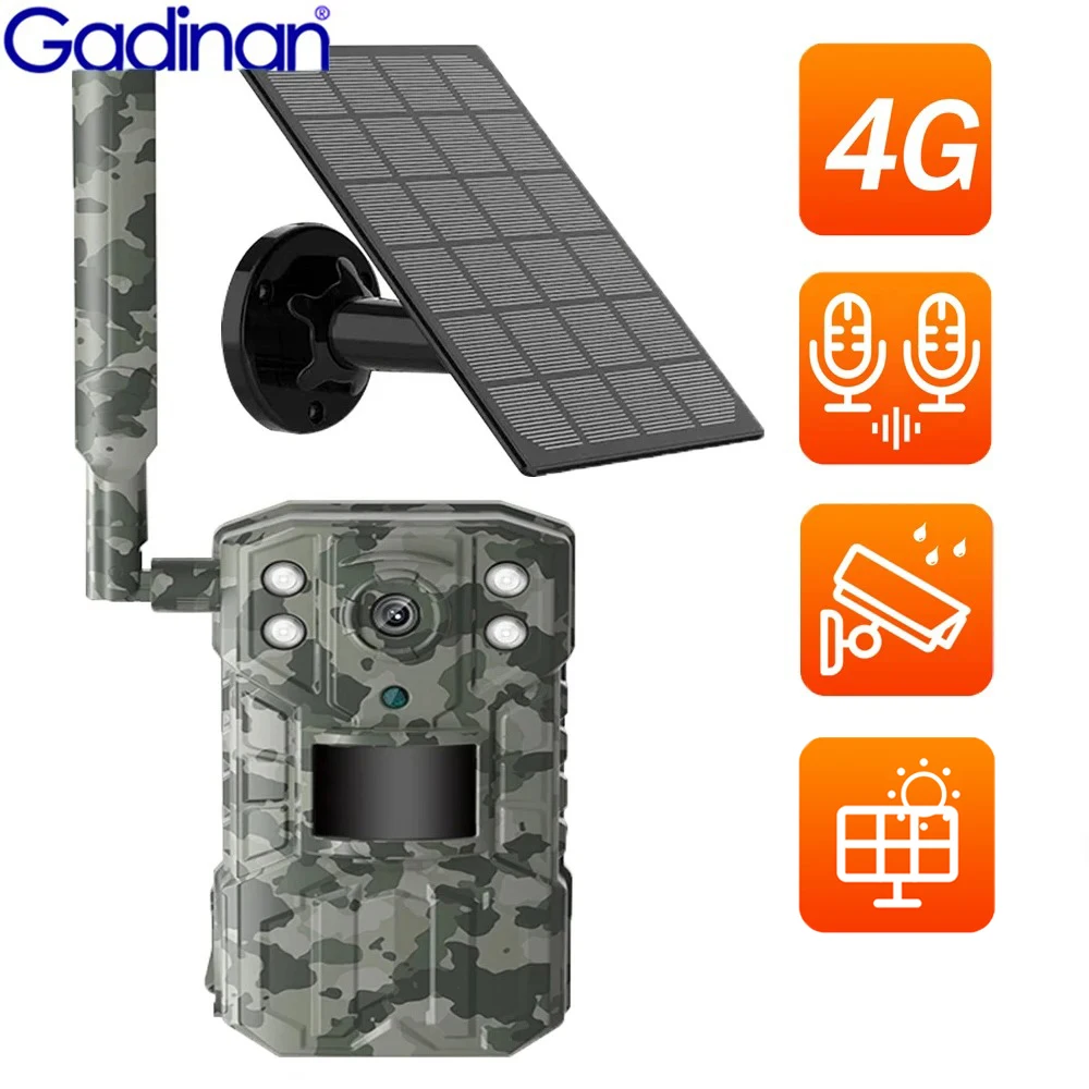 

Gadinan 4G Solar Hunting Trail Camera 4MP 14MP 20M PIR Motion Detection Wildlife Camera Outdoor Waterproof With 30M Night Vision