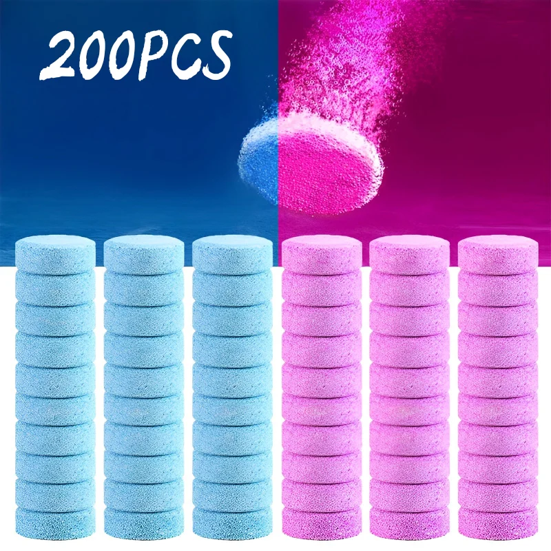 200 Pcs Car Solid Cleaner Windscreen Wiper Effervescent Tablets Glass Toilet Window Windshield Cleaning Auto Accessories