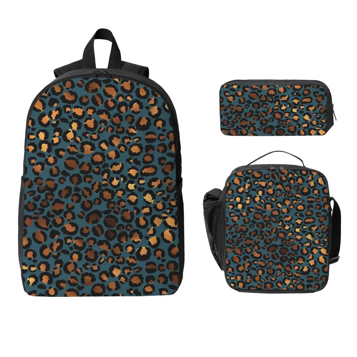 

Cheetah Print Leopard Print Backpack Student BookBag School Bag Laptop Shoulder Bags 3ps Insulated Lunch Bag Pencil Case