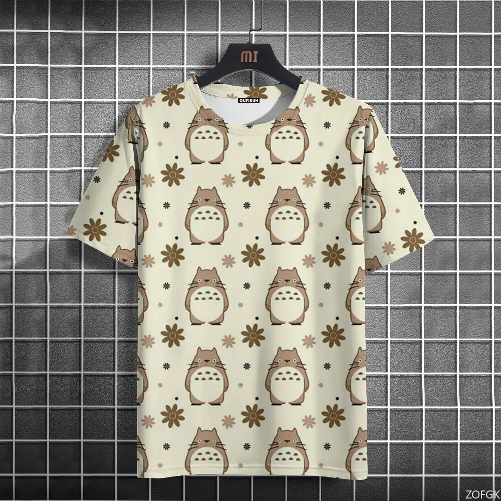 3D أنيمي الكرتون توتورو لطيف مطبوعة قصيرة الأكمام الصيف عارضة أزياء جولة الرقبة شخصية فضفاضة تي شيرت #3