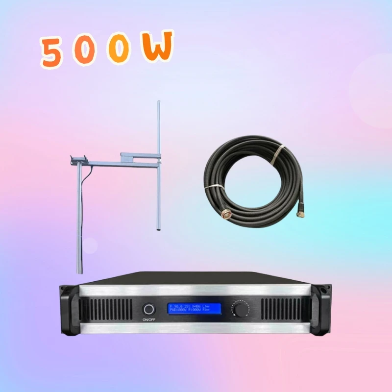 500W FM Transmitter Radio Broadcast Equipments FM Transmitter Radio Station Transmitter+Cables+Dipole Antenna