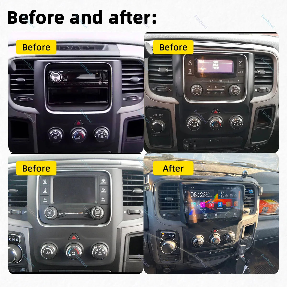 2 Din Android Car Radio Multimedia for Dodge Ram 1500 2500 3500 5500 2013-2023 GPS Navigation Carplay Auto Stereo Autoradio