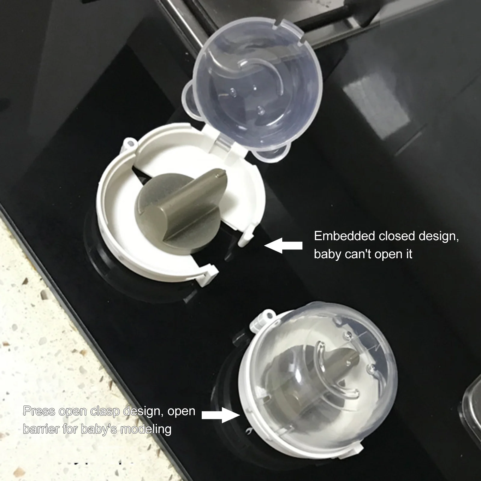 

2 pcs Gas Stove Safety Lock Adhesive Free Installation Natural Gas Cooker Knob Cover Child Proof Stove Guard Baby Proof Lock