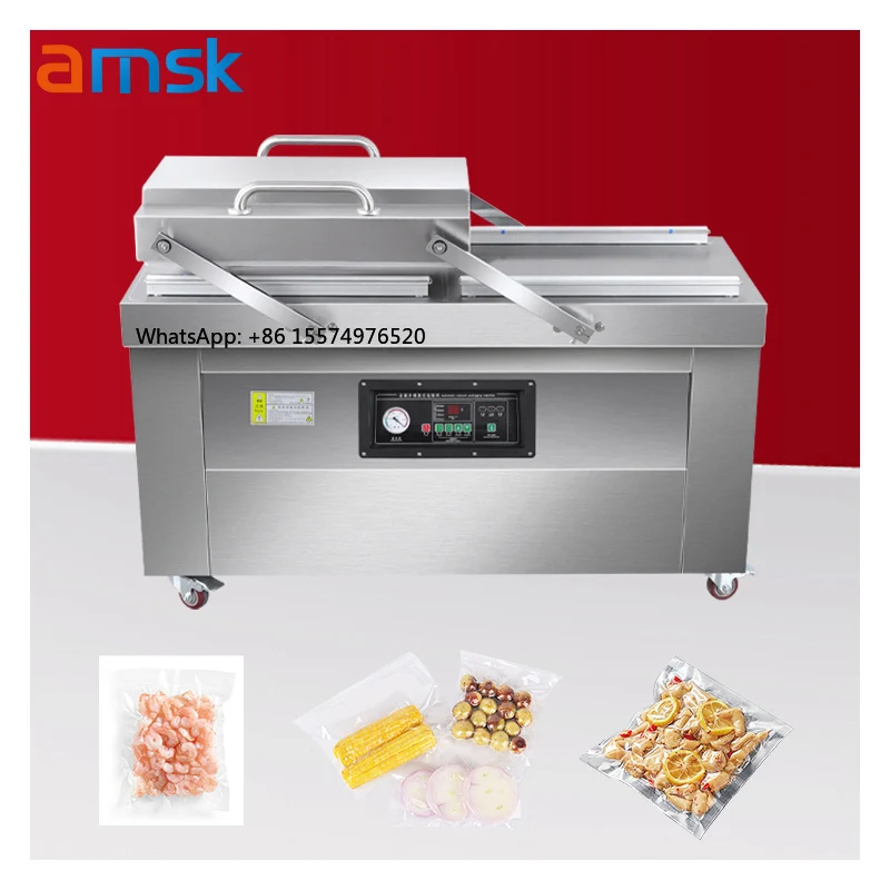 DZ-400 Automatic Double Chamber Flat Vacuum Sealing Machine Plastic Bag Packaging Food Storage Compression Sealing Machine