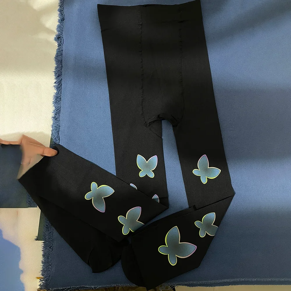 جديد 2025 لعبة القرنفل الشجاع تأثيري الكبار النساء مرونة جوارب طويلة فراشة طباعة زي ملحق هالوين موحدة الدعامة