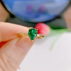 Colombia Emerald Ring Sterling Silver 925 Engagement Ring Ladies Luxury Natural Jewelry Wedding Gift Boutique Free Shipping