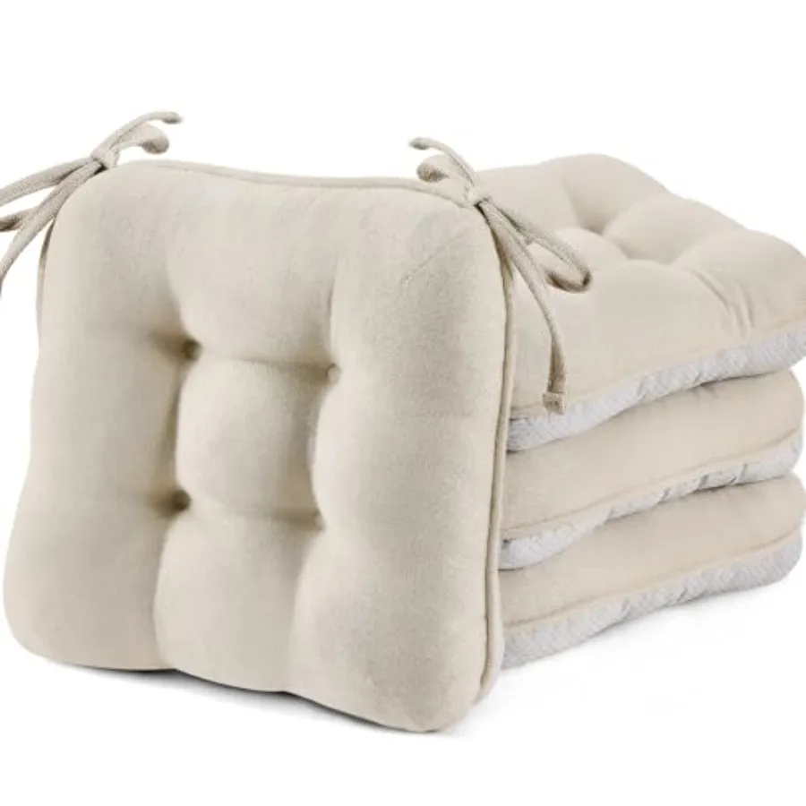 

Chair Cushions for Dining Chairs Set of 4, 3.5" Thick Kitchen Table Chair Pads with Ties, Non Slip Backing and Covers, Seat Cus