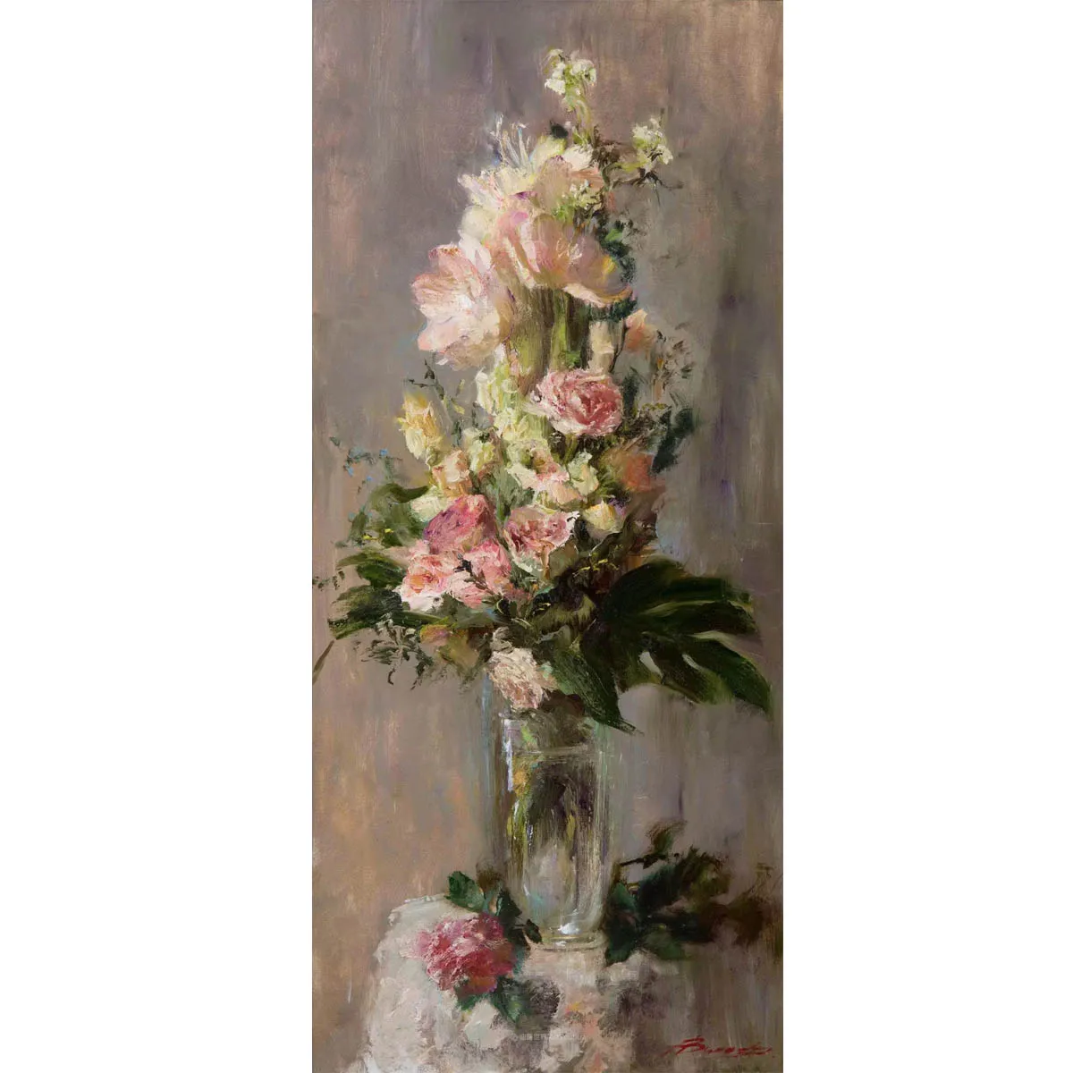 Hand painted flower oil painting,Anna Vinogradova artworks reproduction, Still life paintings for home,Wall art for dining room