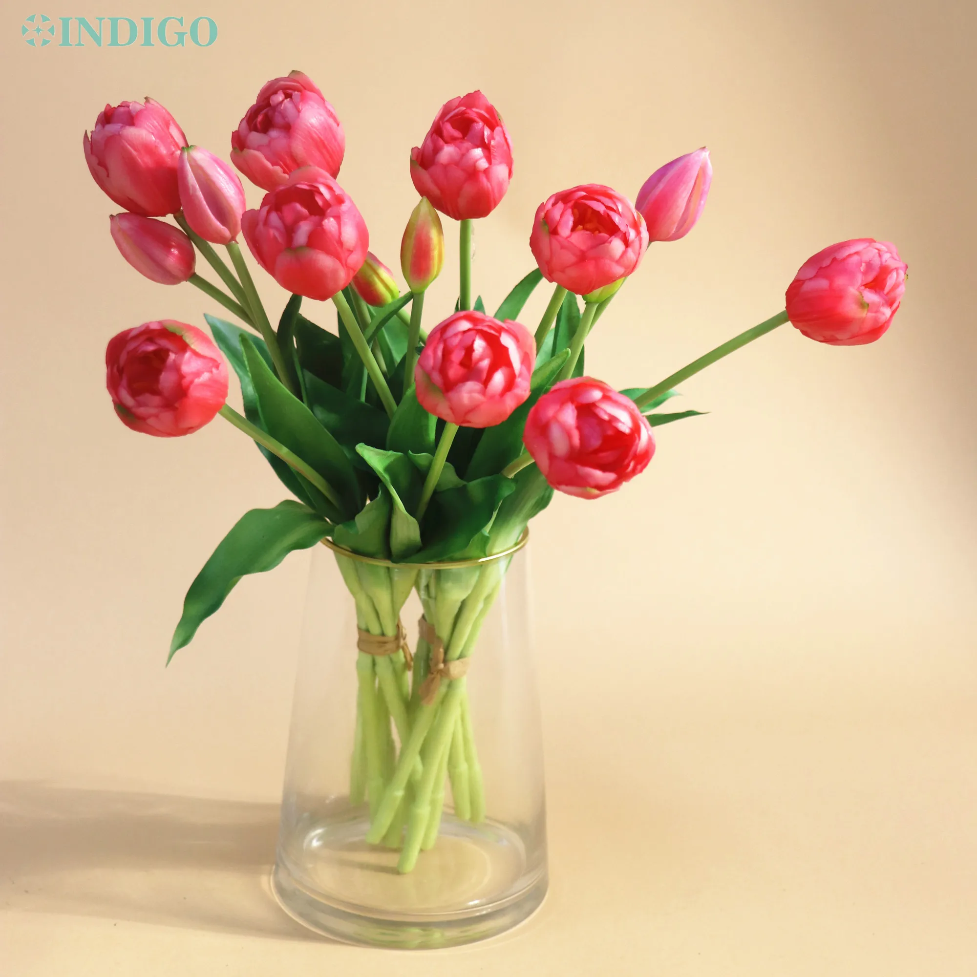 Miranda Tulip, Table Decoration, Artificial Flower, Double Petals, Real Touch, High Quality, House Warming Gift ,Party - INDIGO