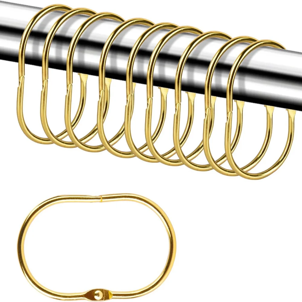 50 Stks/set Metalen Gordijnringen Opknoping Haken Voor Hold Gordijnen Gordijnen Ijzeren Roest Proof Douchegordijn Haken Badkamer Benodigdheden