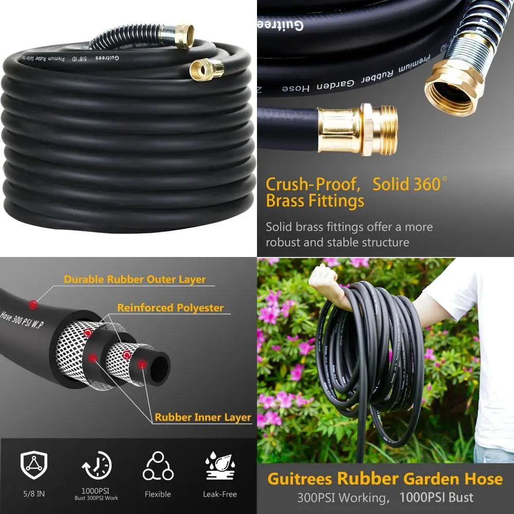 

Сверхмощный садовый шланг 5/8 дюймов, 100 футов — рабочее давление 200 фунтов на квадратный дюйм, взрыв 1000 фунтов на квадратный дюйм, горячая/холодная вода, пятислойная оплетка для улучшения