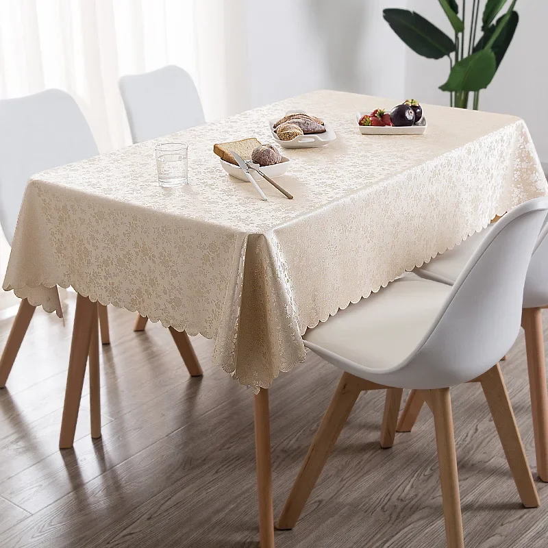 Rectangular Dining Table Cloth Waterproof Oil Resistant Scald Washable Coffee Table Cloth Hotel Restaurant Elliptical Tablecloth