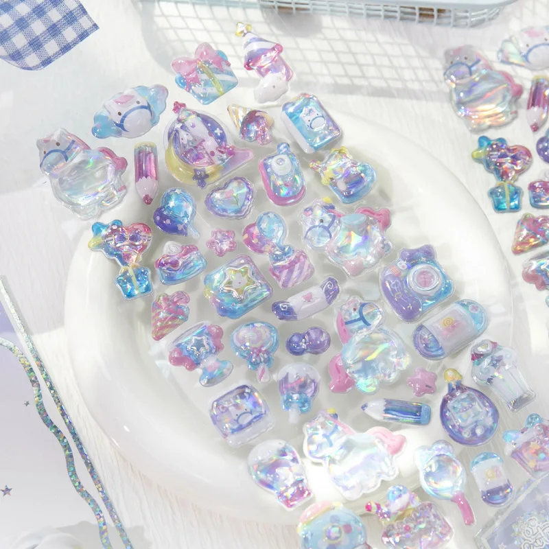 

Универсальные 3D голографические наклейки с милыми мультяшными животными и едой, объемные, для образовательных проектов, поделок своими руками, украшения чехлов для телефонов