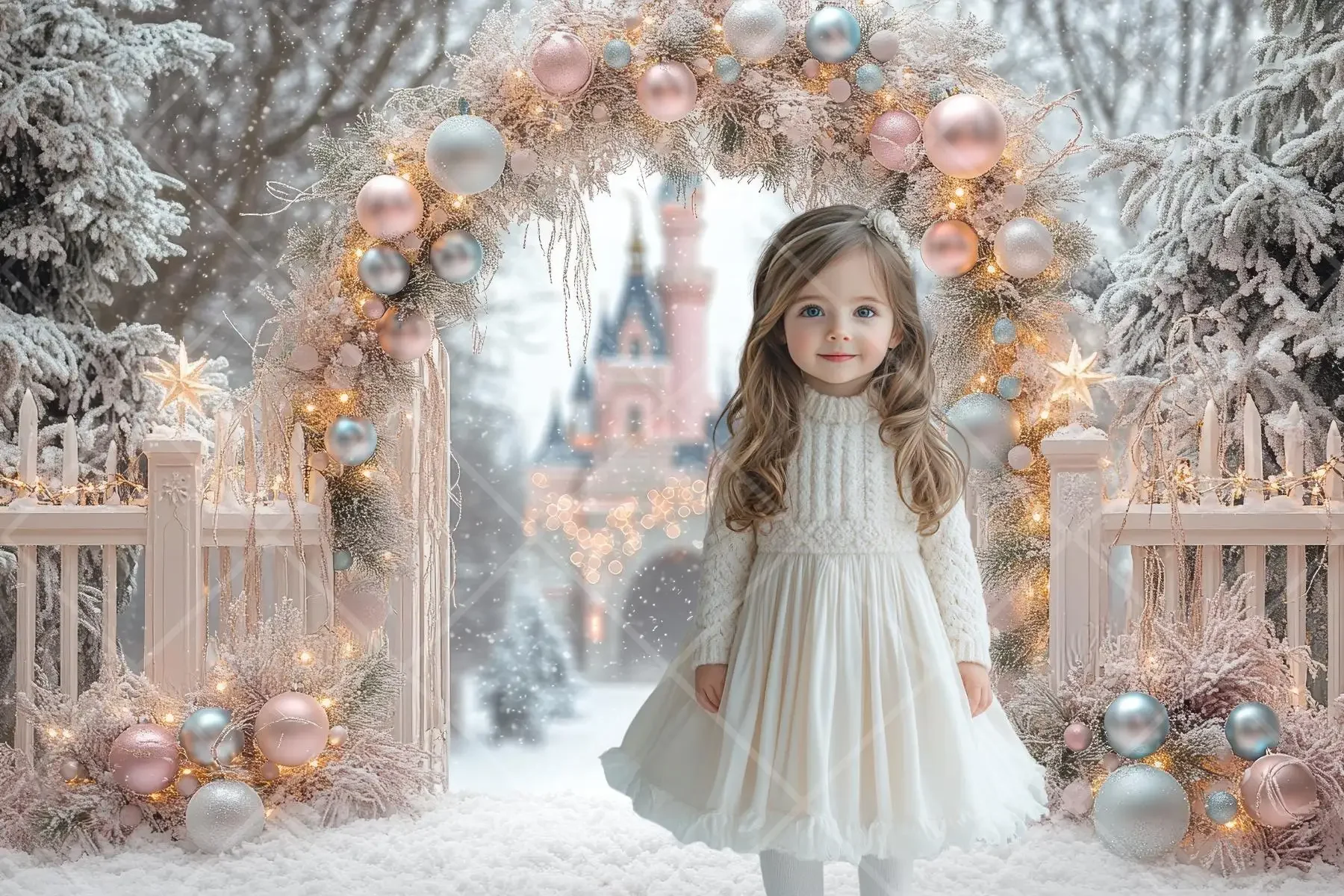 Mehofond Photography Background Winter Wonderland Christmas Castle Snowy Xmas Kids Family Portrait Decor Backdrop Photo Studio