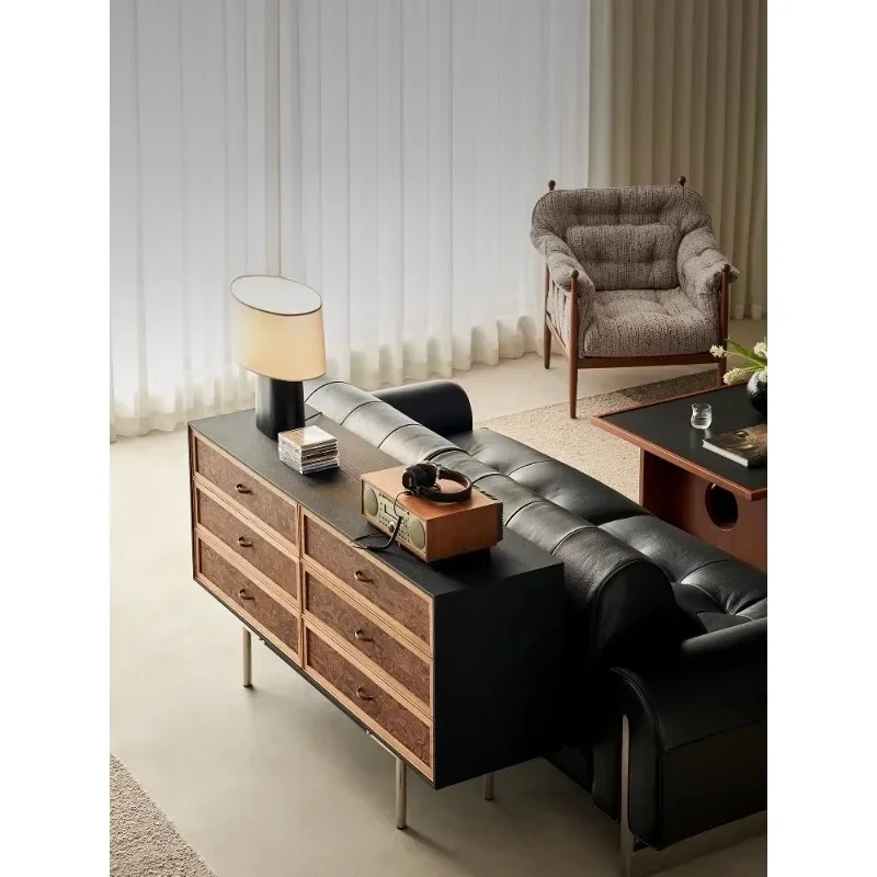 

Retro solid wood texture chest, medieval solid wood dining side cabinet, two-way storage system, suitable for multiple scenes