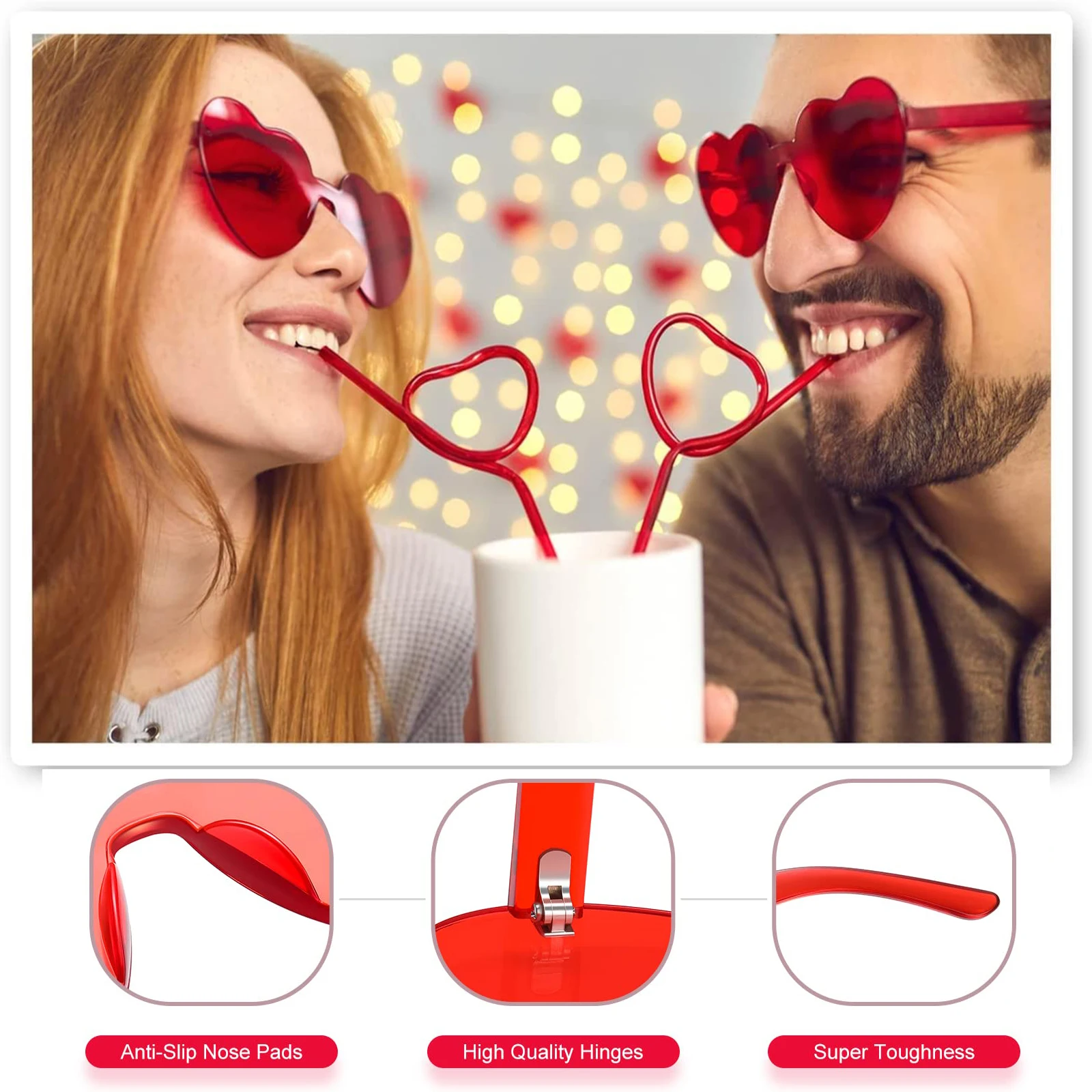 12-80Pcs Heart Sunglasses Rimless Fun Sunglasses Bachelor Party Favors Candy Colorful Glasses Wedding Gift Party Favor for Guest