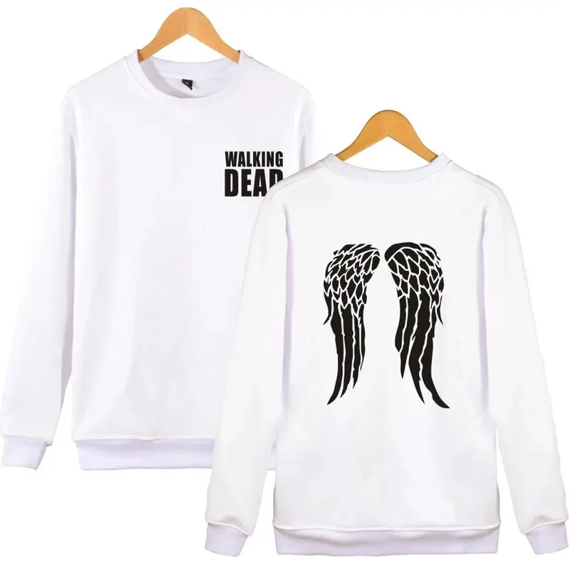 سيسي 2233The المشي الميت زومبي داريل ديكسون أجنحة المتضخم هوديي النساء الرجال س الرقبة طويلة الأكمام Crewneck البلوز عادية تراك