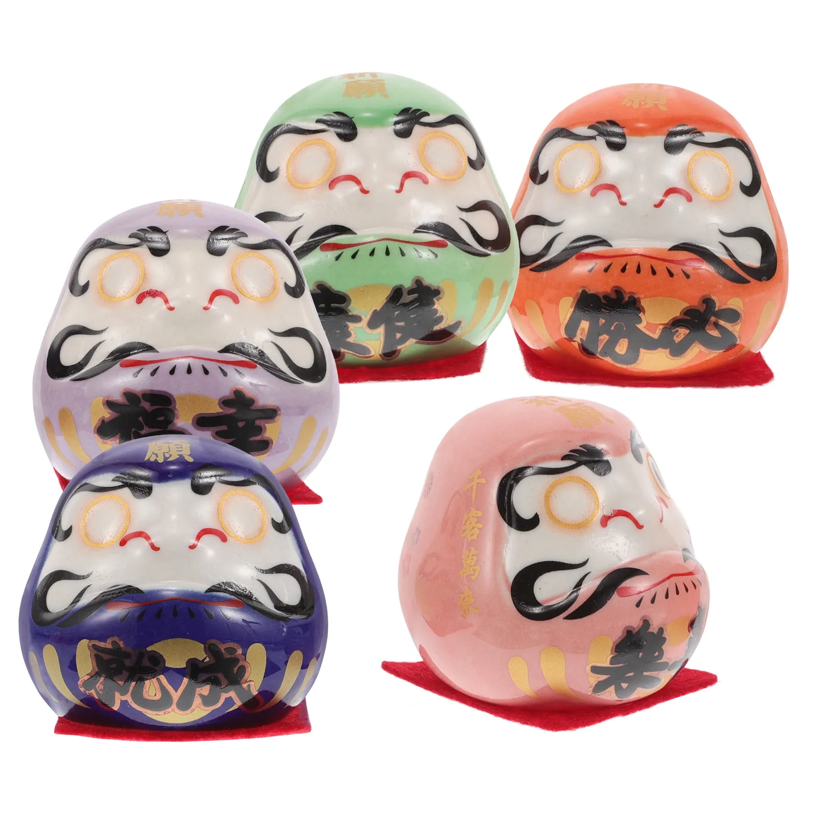 5Pcs Egg Ornament Japanese Style Ceramic Mini Decor for Desk Bookshelf Car Dashboard Good Luck Home Office Decoration