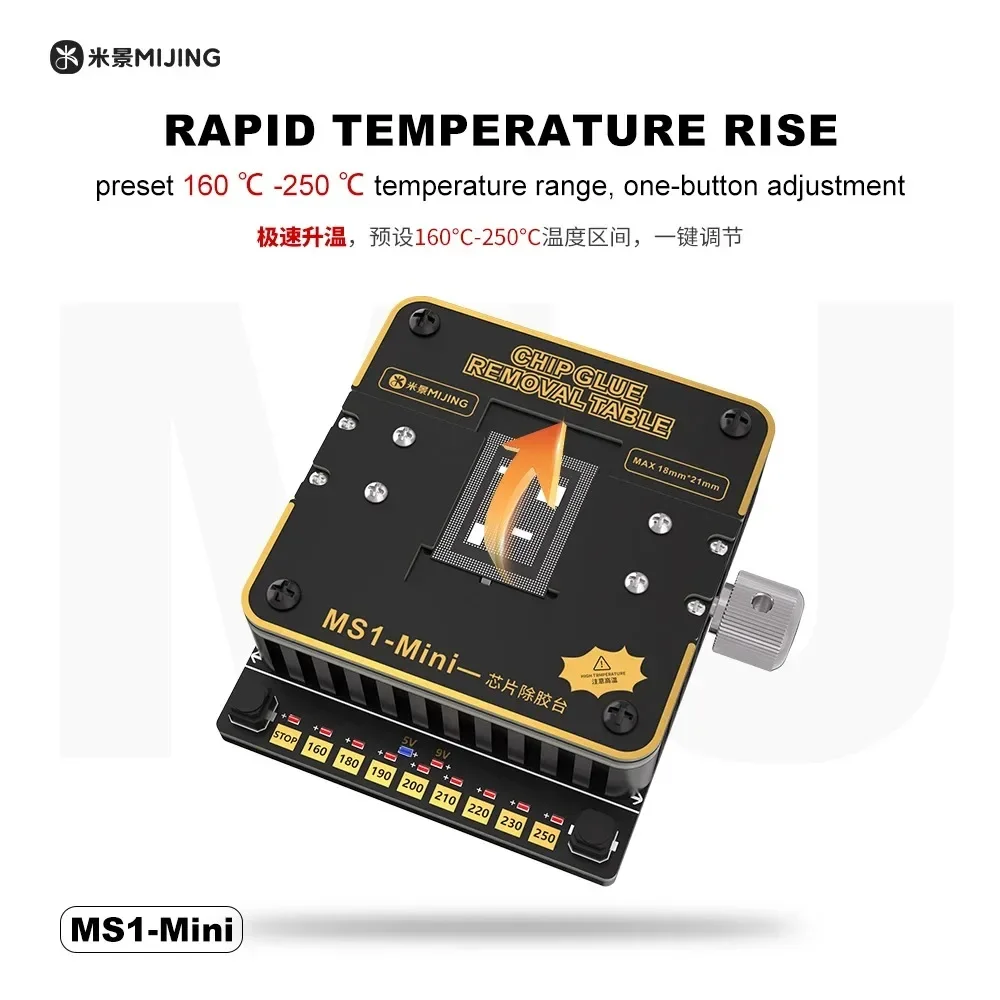 Mijing MS1-Mini plataforma de remoção de cola de chip para placa-mãe de celular chip ic plataforma de retrabalho de aquecimento estação de dessoldagem ic