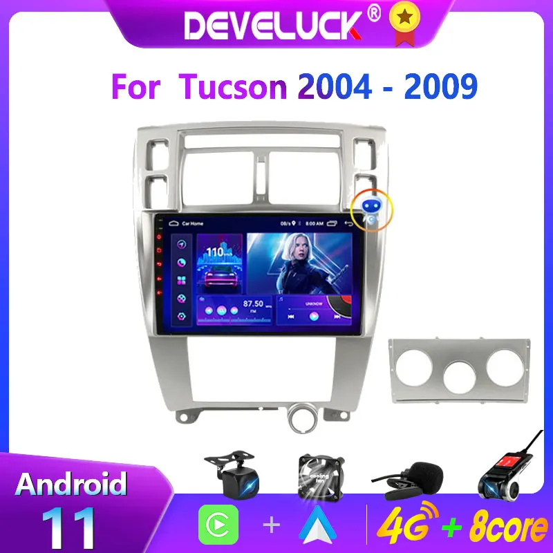 2 din Android 11 Car Radio Multimedia Video Player Navigation GPS For Hyundai Tucson 2004 - 2009 Carplay Auto Stereo QLED screen