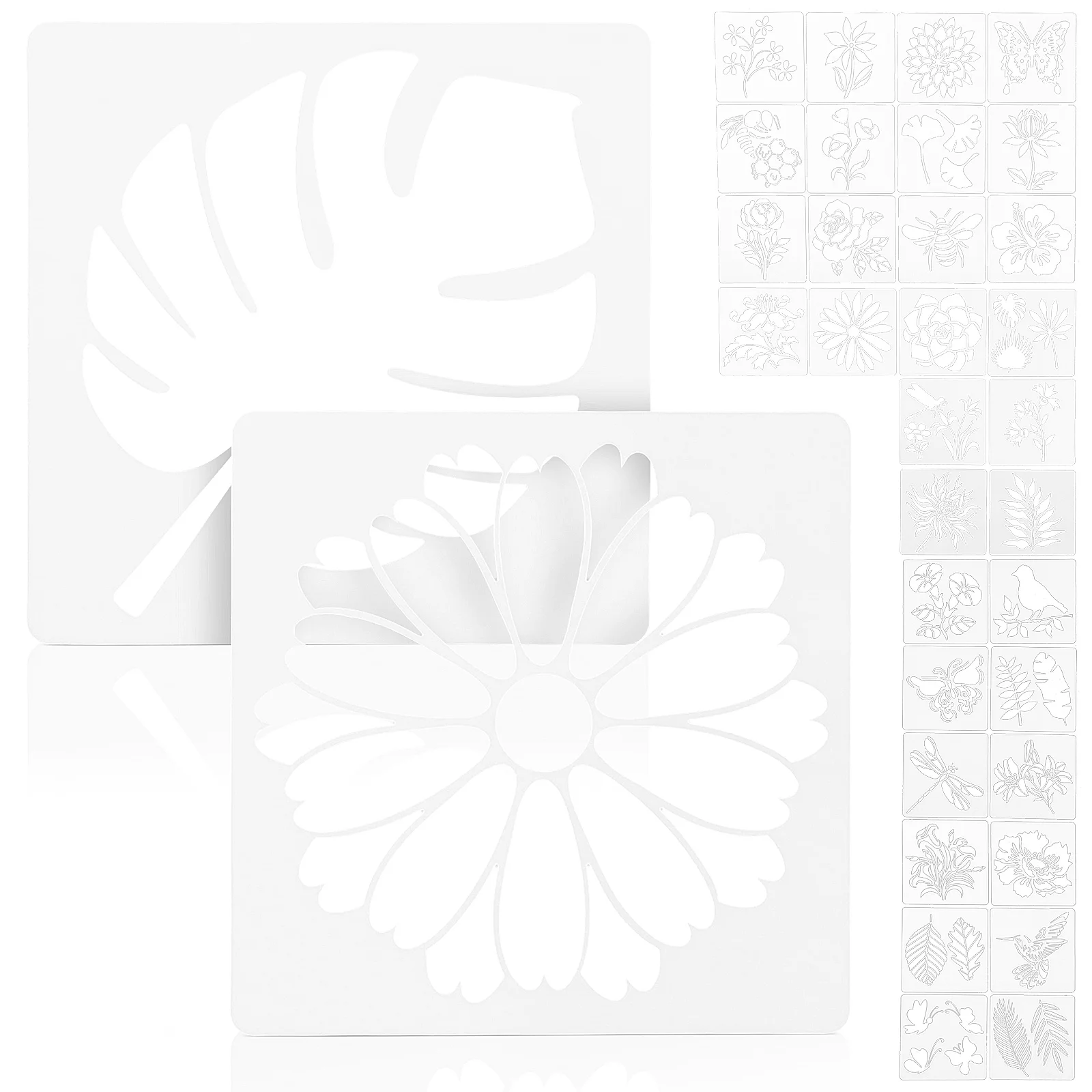 36 Pcs Painting Template Flower Stencils for Crafts Reusable Drawing Templates Floral Sunflower Hollow Out Board