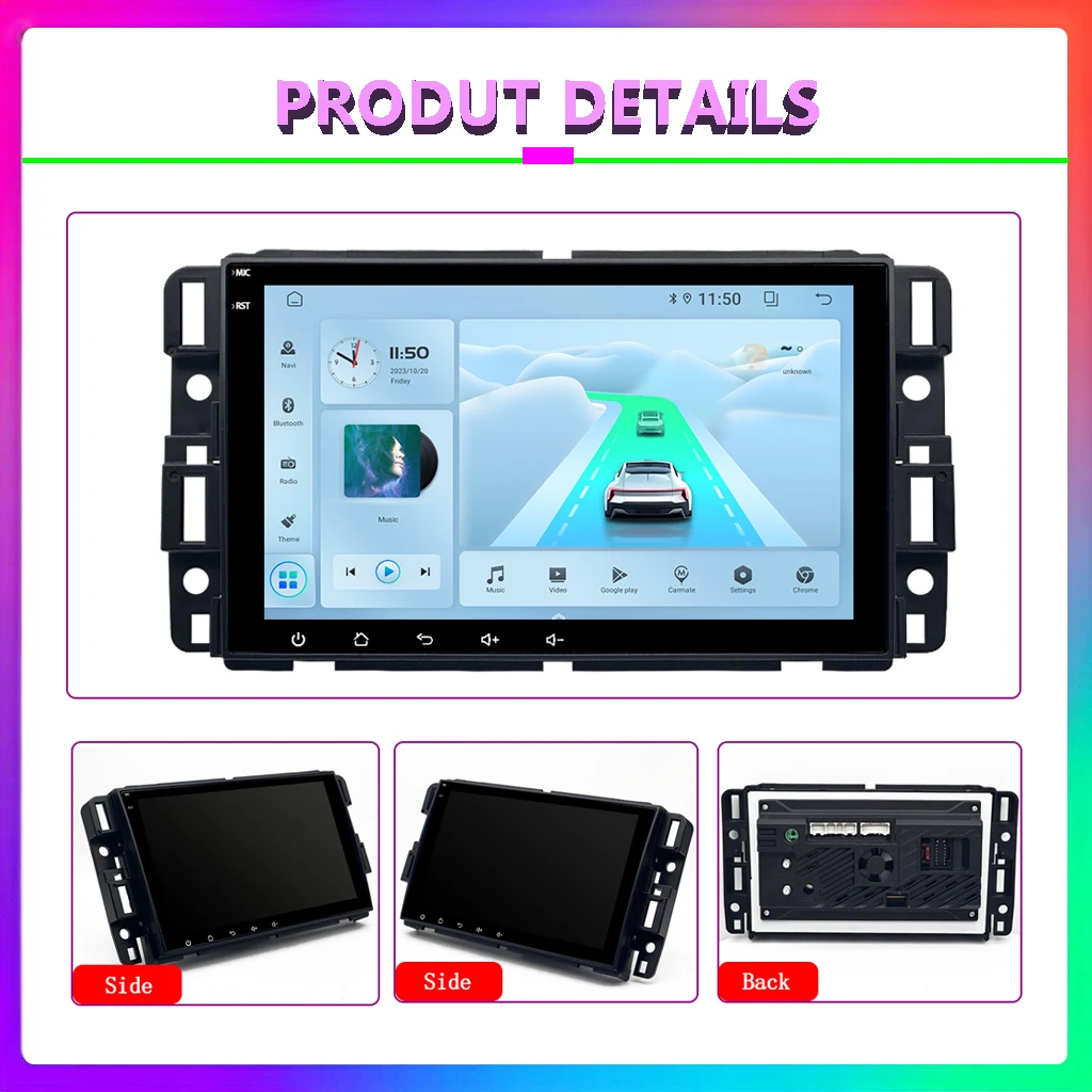 8 polegadas Android 13 Carplay Android Auto Multimedia Player para GMC Chevrolet (2007-2012) WIFI 4G GPS Rádio
