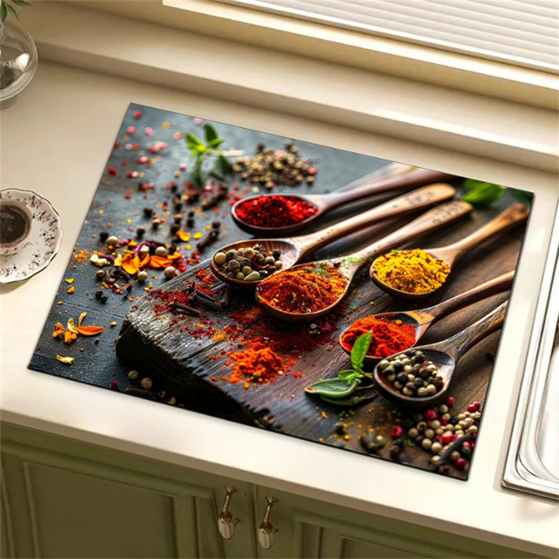 

Diatomaceous Earth Kitchen Drain Mat Quick Drying Bowl & Chopstick Anti-Slip Desktop Insulation Mat for Coffee Machine