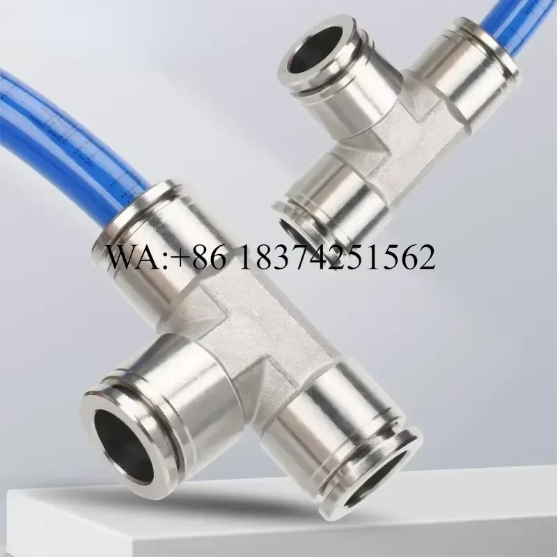 Wmwmnu for PE 4 6 8 10 12 14 16mm 1/4 3/8 1/2 Inch Tube OD Tee 3 Way 304 316 Stainless Steel Quick Push in Connector