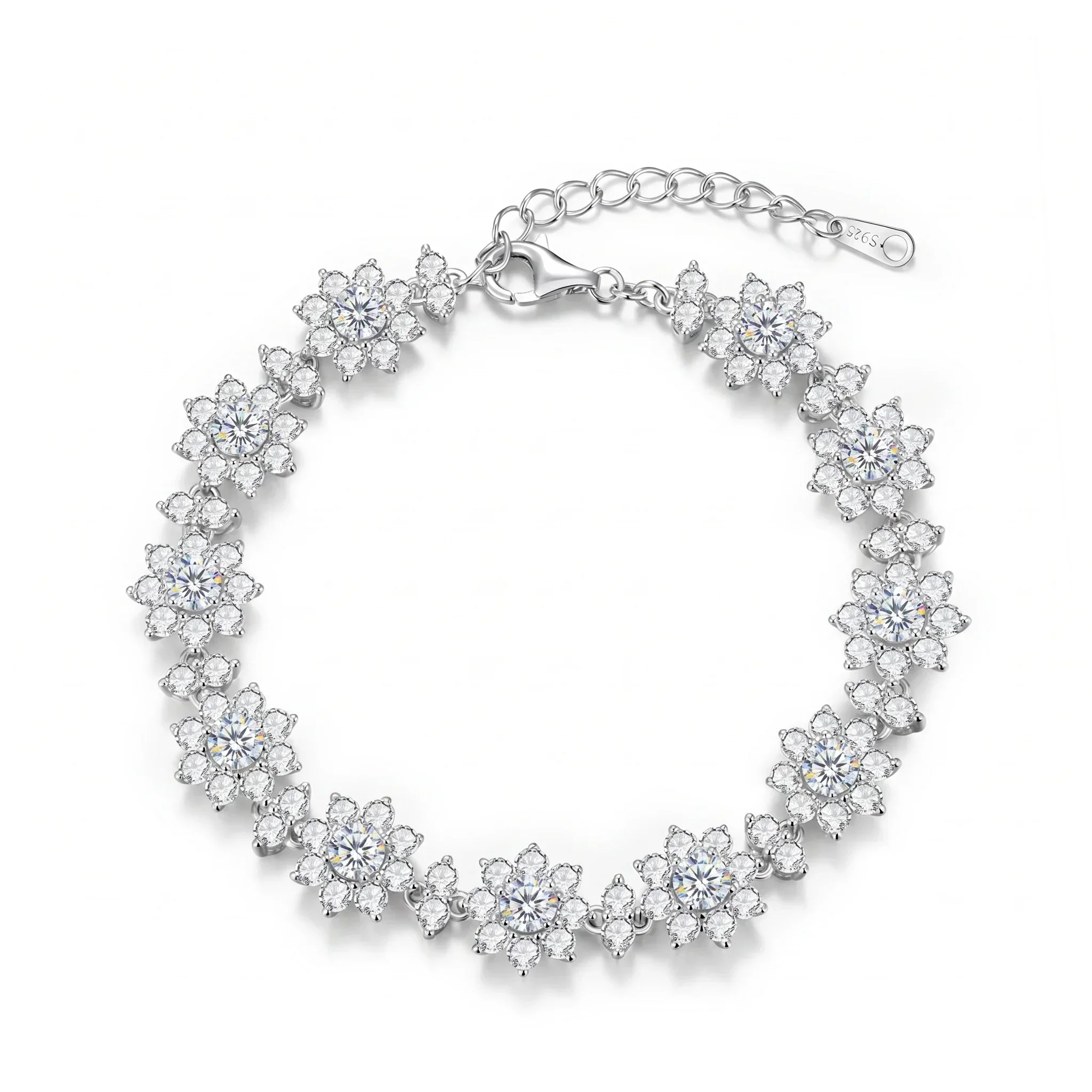 

LYEE CYEE 925 Silver Top Quality Round Cut Moissanite Bracelet Engagement Wedding Jewelry Lab Grown Emerald Diamond Party Gift