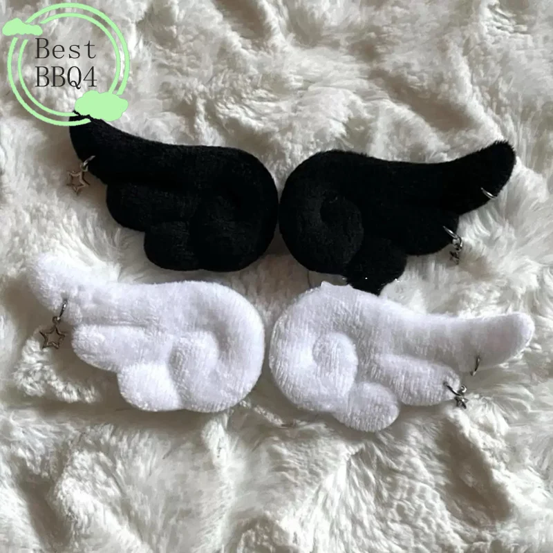 (BBQ4)1 Pair Mini Plush Angel Wings Brooch Simulation Feathers DIY Doll Clothes Decorative Material Handmade Accessories