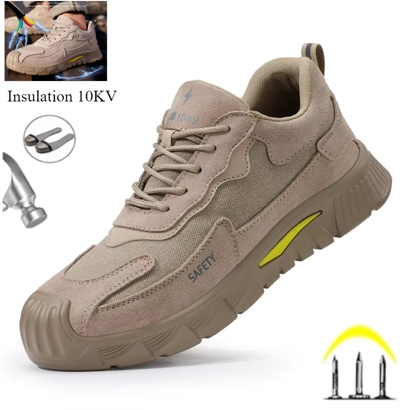 

Изоляция 10 кВ, композитный носок, антистатические мужские защитные туфли, противоударные, против ногтей, мужские строительные кроссовки, ботинки