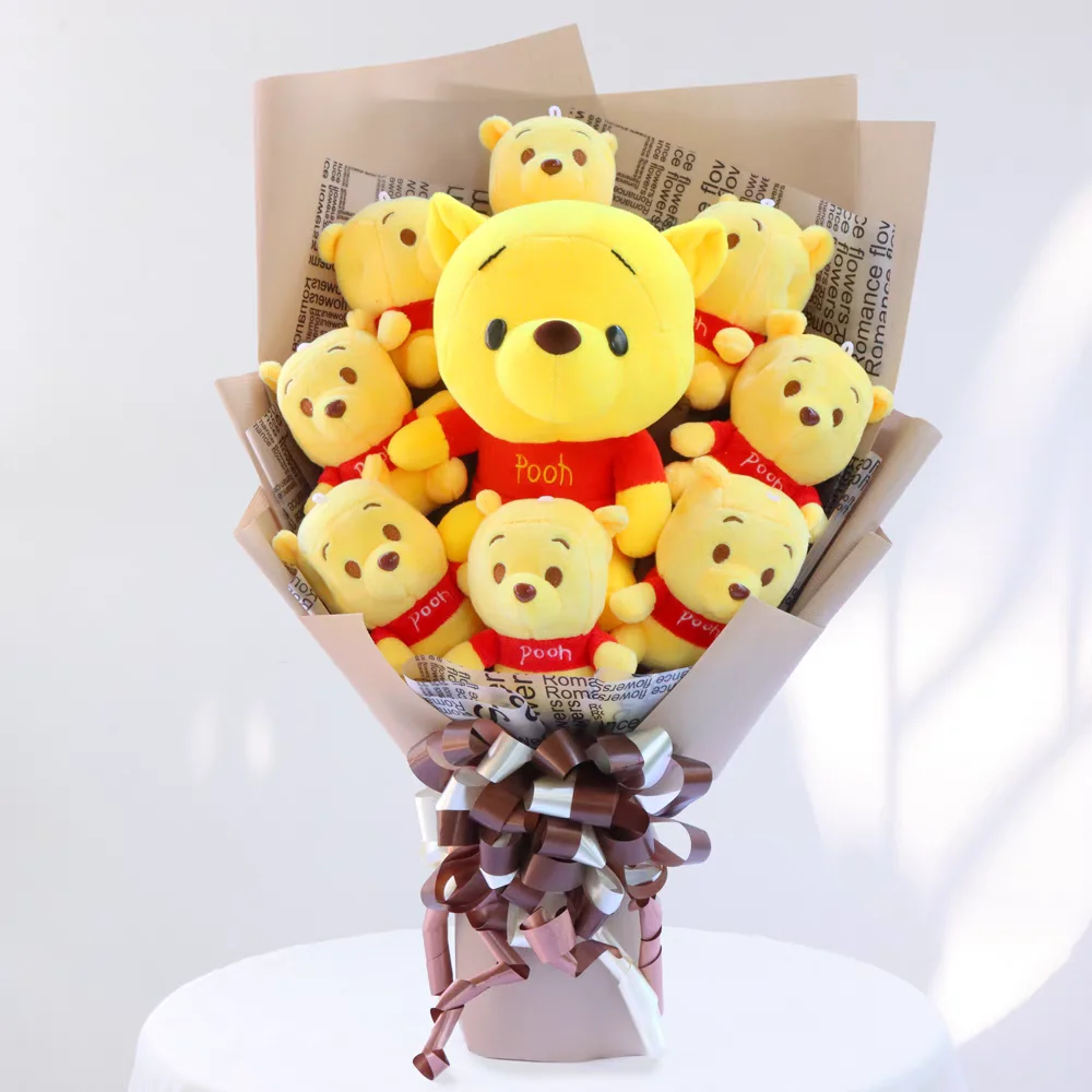 Cute Teddy Bear Stuffed Animal Plush Toy Lover Rilakkuma With graduation Flower Bouquet Gift Box Birthday Graduation Gifts