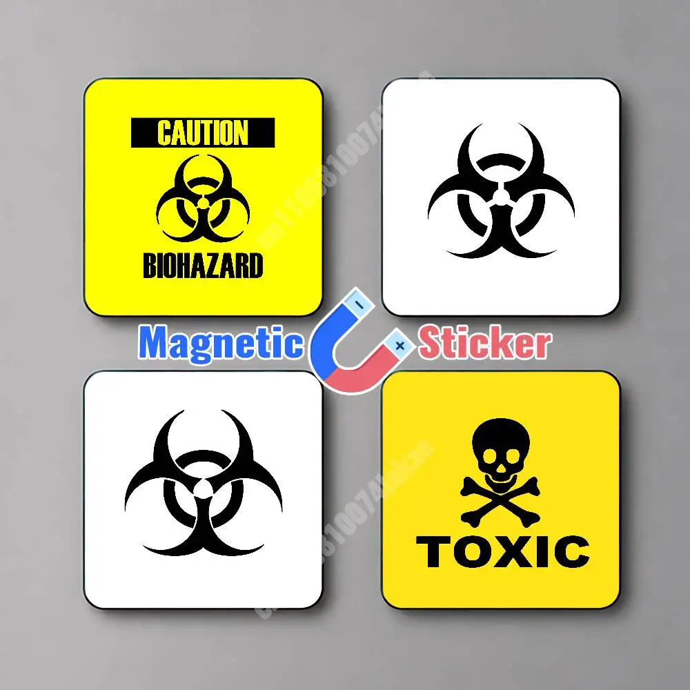 Biohazard Toxic Warning Logo Cool Magnetic Sticker Reusable Fridge Decal for Metal Surfaces Magnet Marker