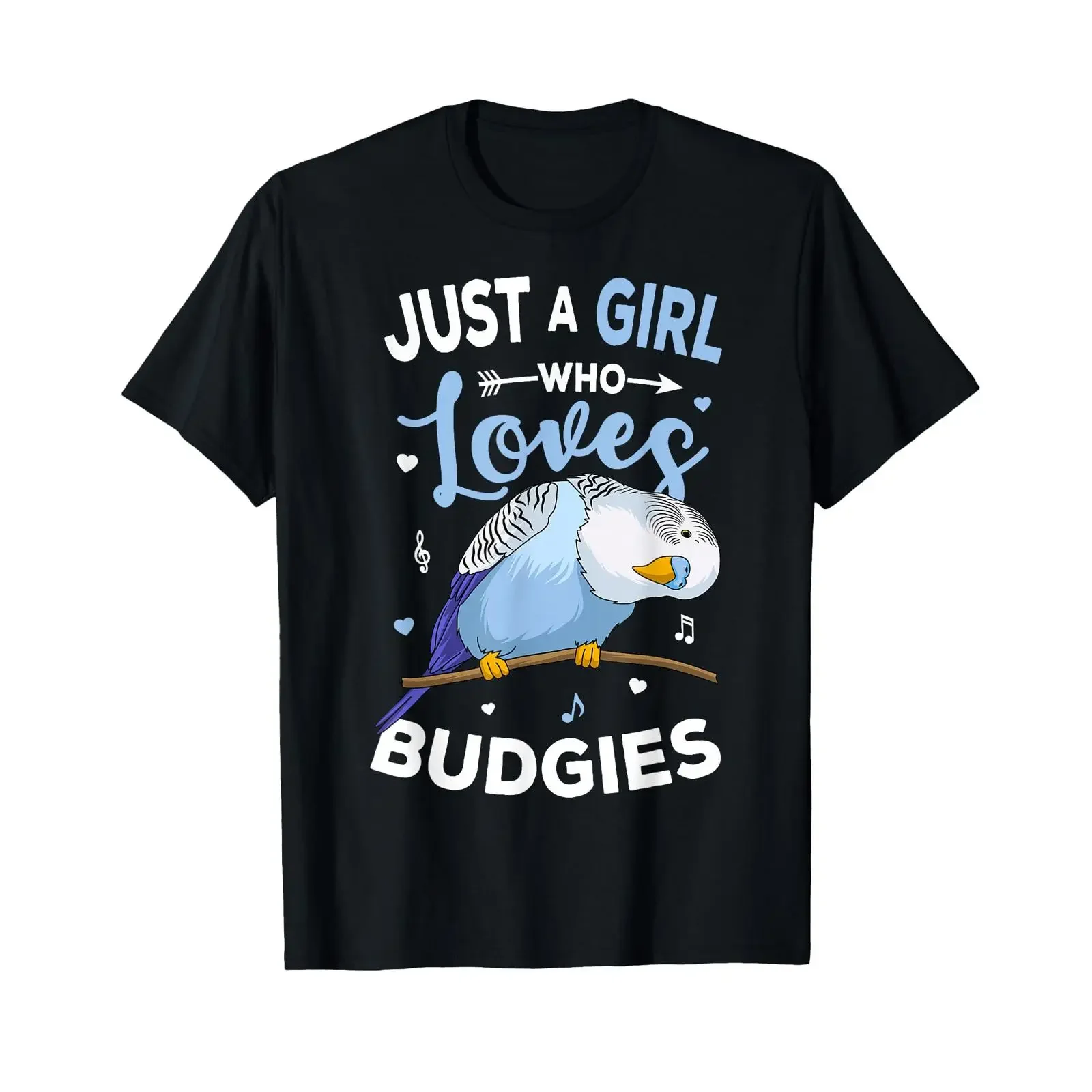 Just A Girl Who Loves Budgies Blue Parakeet Budgerigar Girls T Shirt vintage Washed Versatile Stylish Top For Everyday Wear