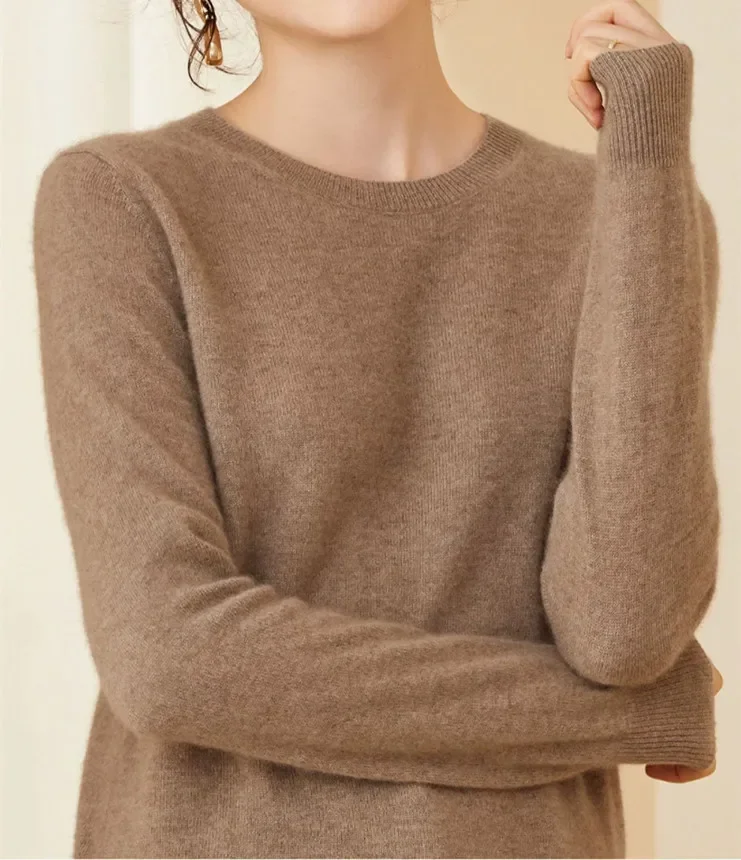 customize casual fashion design crew neck knit cashmere pullover women cashmere jumper sweater