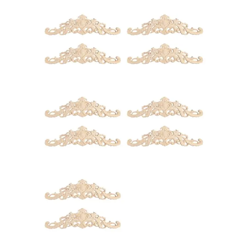 

A25F-10Pcs Wood Decorative Long Carved Onlay Applique Furniture Corners Ornament Home Door Bed Decor 30 X 8 Cm