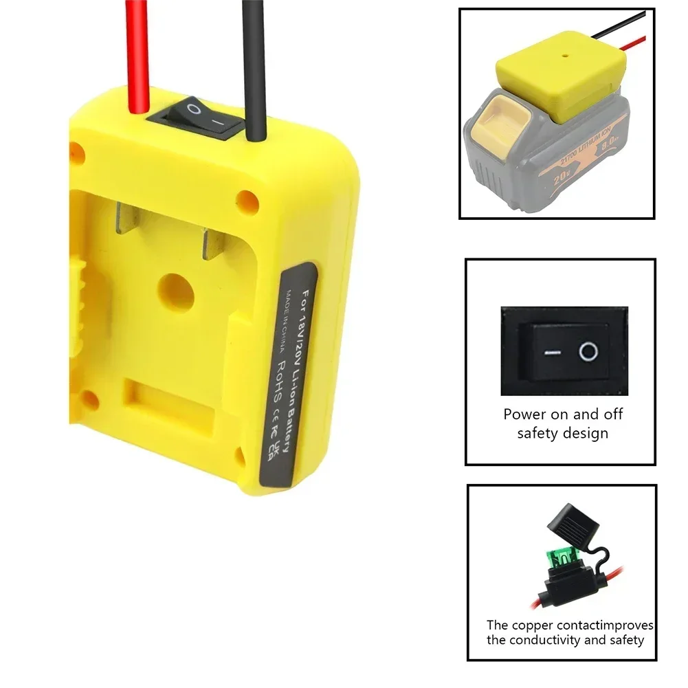 1pc For De-Walt 18V/20V Max Battery Adapter With Fuse To Dock Power Connector Power Tools Parts Replacement