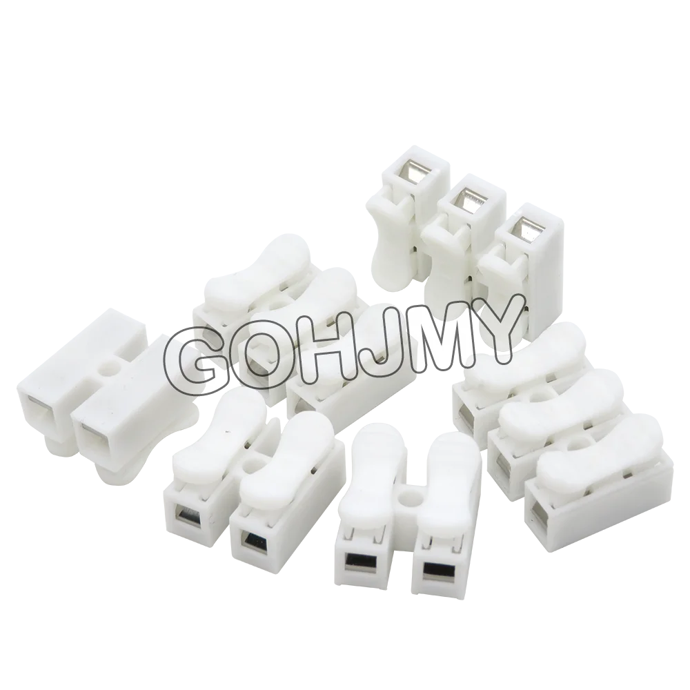 10PCS CH-2 CH-3 Spring Wire Quick Connector 2P 3P Electrical Crimp Terminals Block Splice Cable Clamp Easy Fit Led Strip