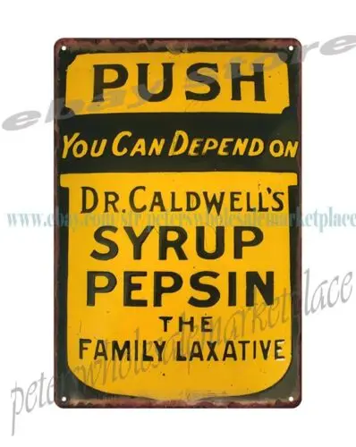 Dr. Caldwell's Syrup Pepsin metal tin sign contemporary home kitchen art