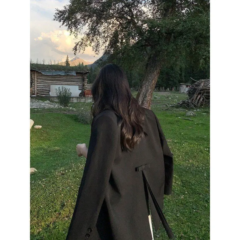 

Ladies Blazers High Quality Suit Coat Elegant Sports Casual Fashion Spring Autumn Solid Color Clothing Oversized Business Lapel