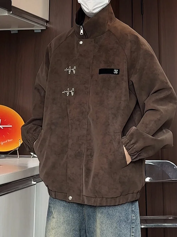 

Мужская куртка из матовой окрашенной кожи Haome в новом китайском стиле, с воротником-стойкой, в национальном и американском стиле, в стиле авиационной куртки.