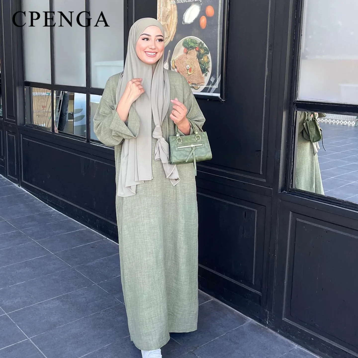 

2024 Saudi Arabia Women Elegant Modest Cardigan Ramdan Dubai Kimono Abaya Dress Luxury Islam Church Turkey Linen Open Robe